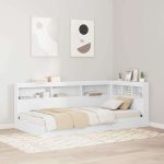 Novaro Könyvespolcos Ágy polcokkal Fehér 90 x 190 cm Szerelt Fa