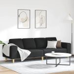 Novaro Nappali Kanapé Fekete 250 x 77 x 76 cm Poliészter