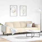 Novaro Kanapé Krém 250 x 77 x 76 cm Bársonyos szövet