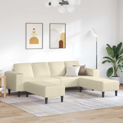 Novaro Kanapé Krém 250 x 188 x 76 cm Bársonyos szövet