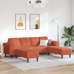 Novaro Kanapé Piros Narancs 250 x 188 x 76 cm Bársonyos szövet
