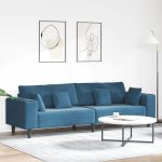Novaro Kanapé Kék 250 x 77 x 76 cm Bársony