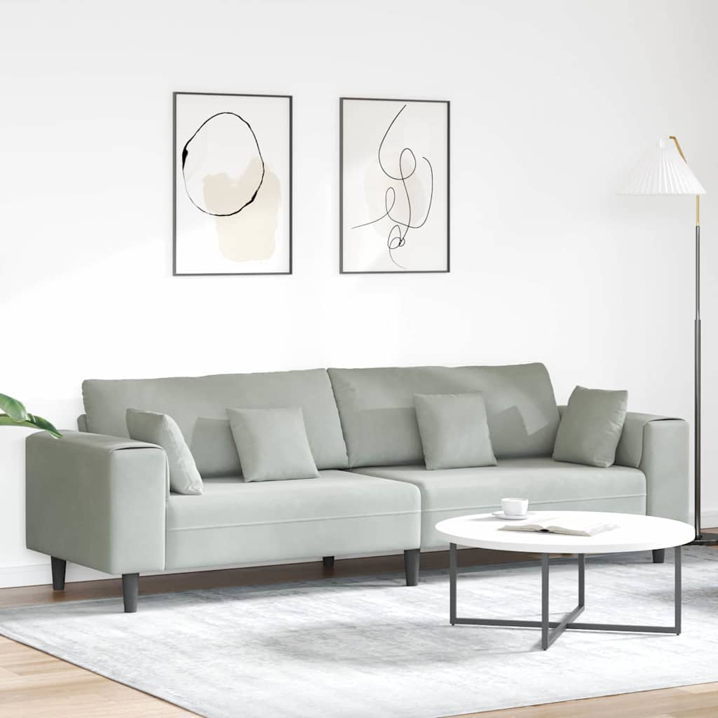 Novaro Kanapé Világosszürke 250 x 77 x 76 cm Bársony