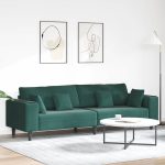 Novaro Kanapé Sötétzöld 250 x 77 x 76 cm Bársony