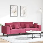 Novaro Kanapé Bordó 250 x 77 x 76 cm Bársony
