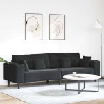 Novaro Kanapé Fekete 250 x 77 x 76 cm Bársony