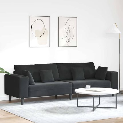 Novaro Kanapé Fekete 250 x 77 x 76 cm Bársony