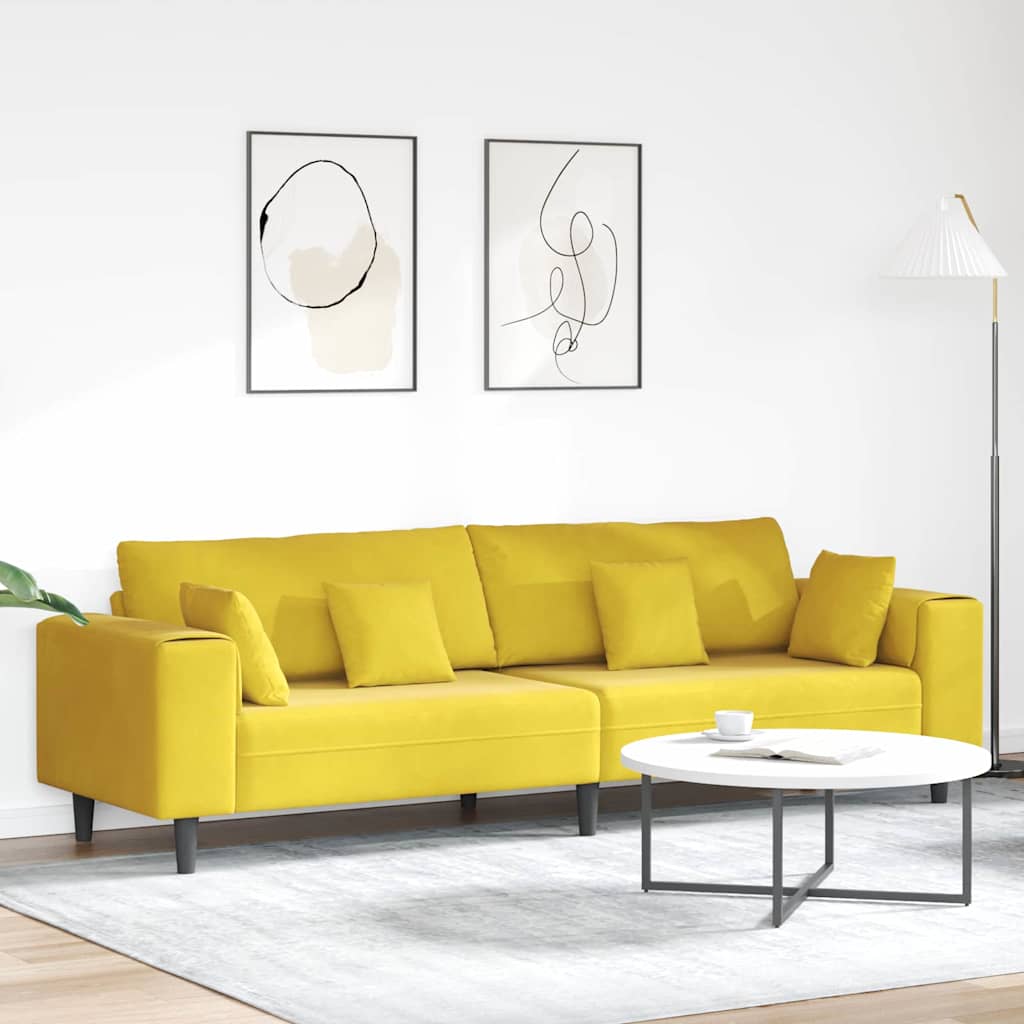 Novaro Kanapé Sárga 250 x 77 x 76 cm Bársony