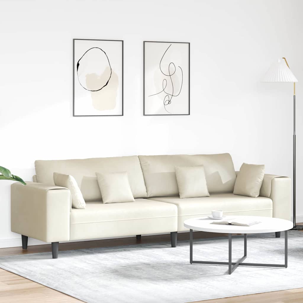 Novaro Kanapé Krém 250 x 77 x 76 cm Bársony