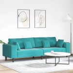 Novaro Kanapé Türkiz 250 x 77 x 76 cm Bársony