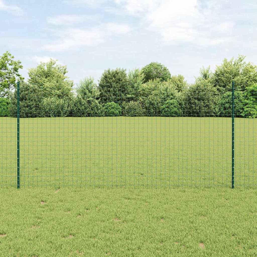 Novaro Európai kerítés oszloppal 25 x 1,2 m PVC-bevonatos acél Zöld