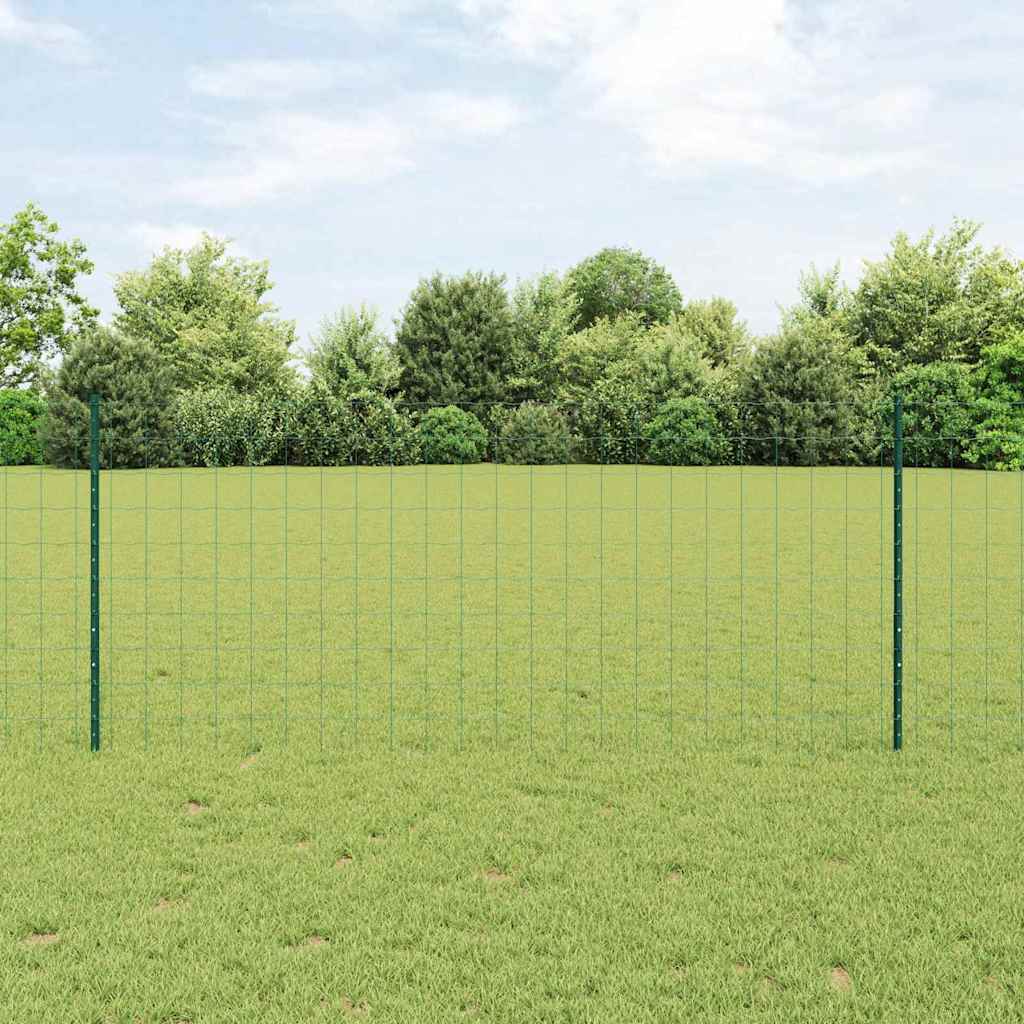 Novaro Európai kerítés oszloppal 25 x 1 m PVC-bevonatos acél Zöld Háló