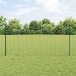 Novaro Európai kerítés oszloppal 25 x 1,2 m PVC-bevonatos acél Zöld