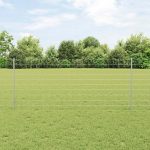 Novaro Európai kerítés oszloppal 10 x 1 m Horganyzott Acél Ezüst Háló
