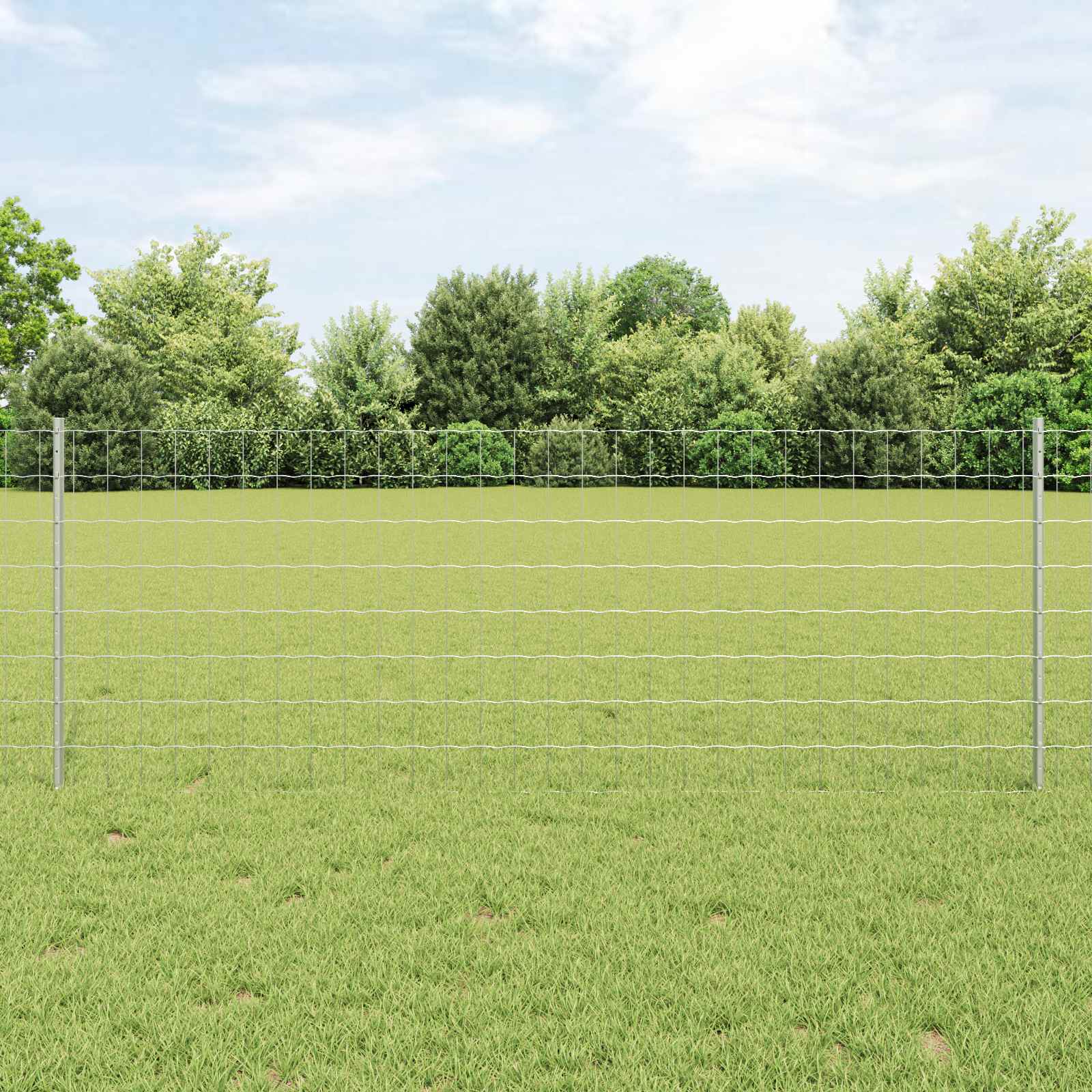 Novaro Európai kerítés oszloppal 25 x 0,8 m Horganyzott Acél Ezüst