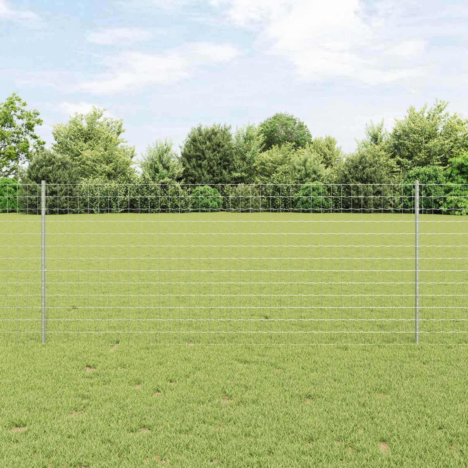 Novaro Európai kerítés oszloppal 10 x 1 m Horganyzott Acél Ezüst Háló