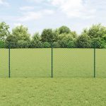 Novaro Lánccelpes kerítés oszloppal 25 x 1 m PVC-bevonatos acél Zöld