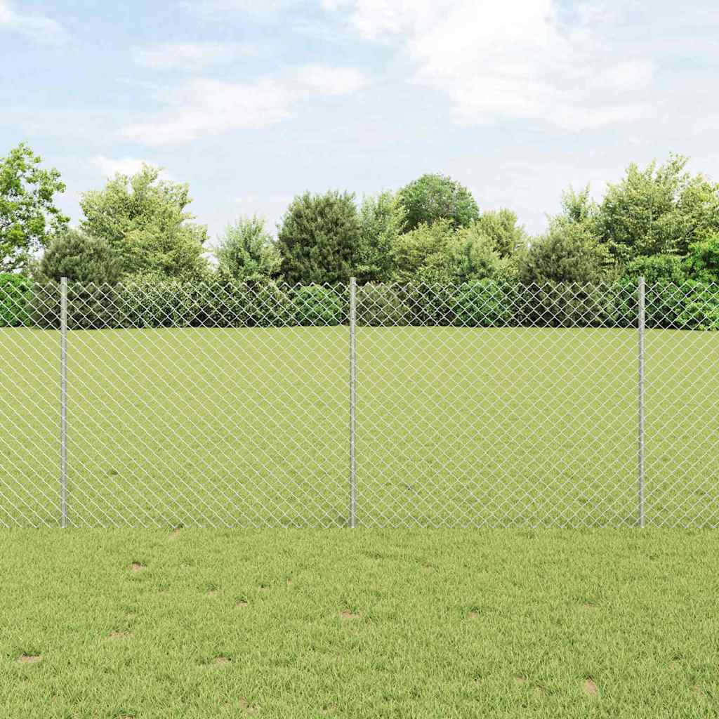 Novaro Lánccelpes kerítés oszloppal 10 x 1 m Horganyzott Acél Ezüst