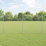 Novaro Lánccelpes kerítés oszloppal 10 x 1,2 m Horganyzott Acél Ezüst