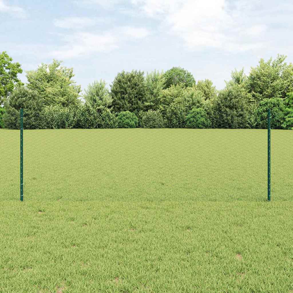 Novaro Hatszögletű kerítés oszlopokkal 25 x 0,8 m PVC-bevonatos acél