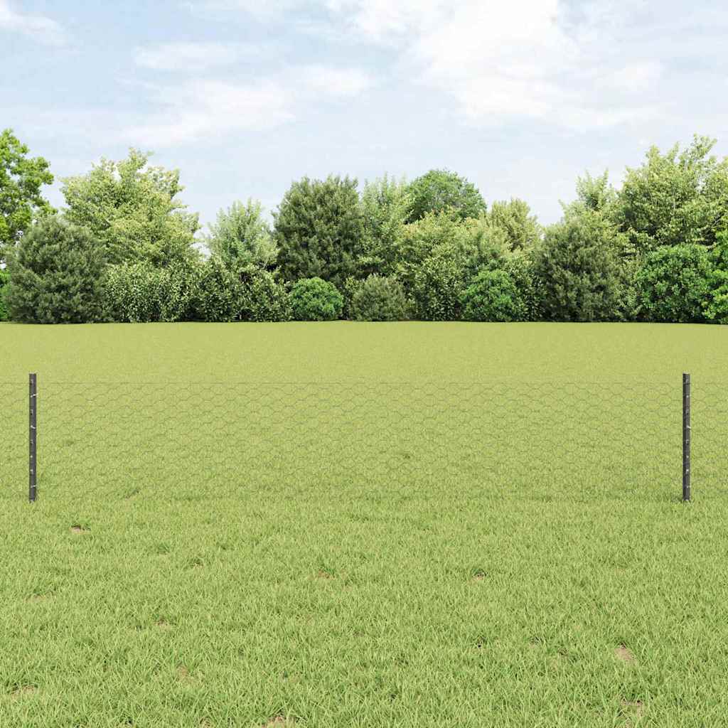Novaro Hatszögletű kerítés oszlopokkal 10 x 0,4 m PVC-bevonatos acél