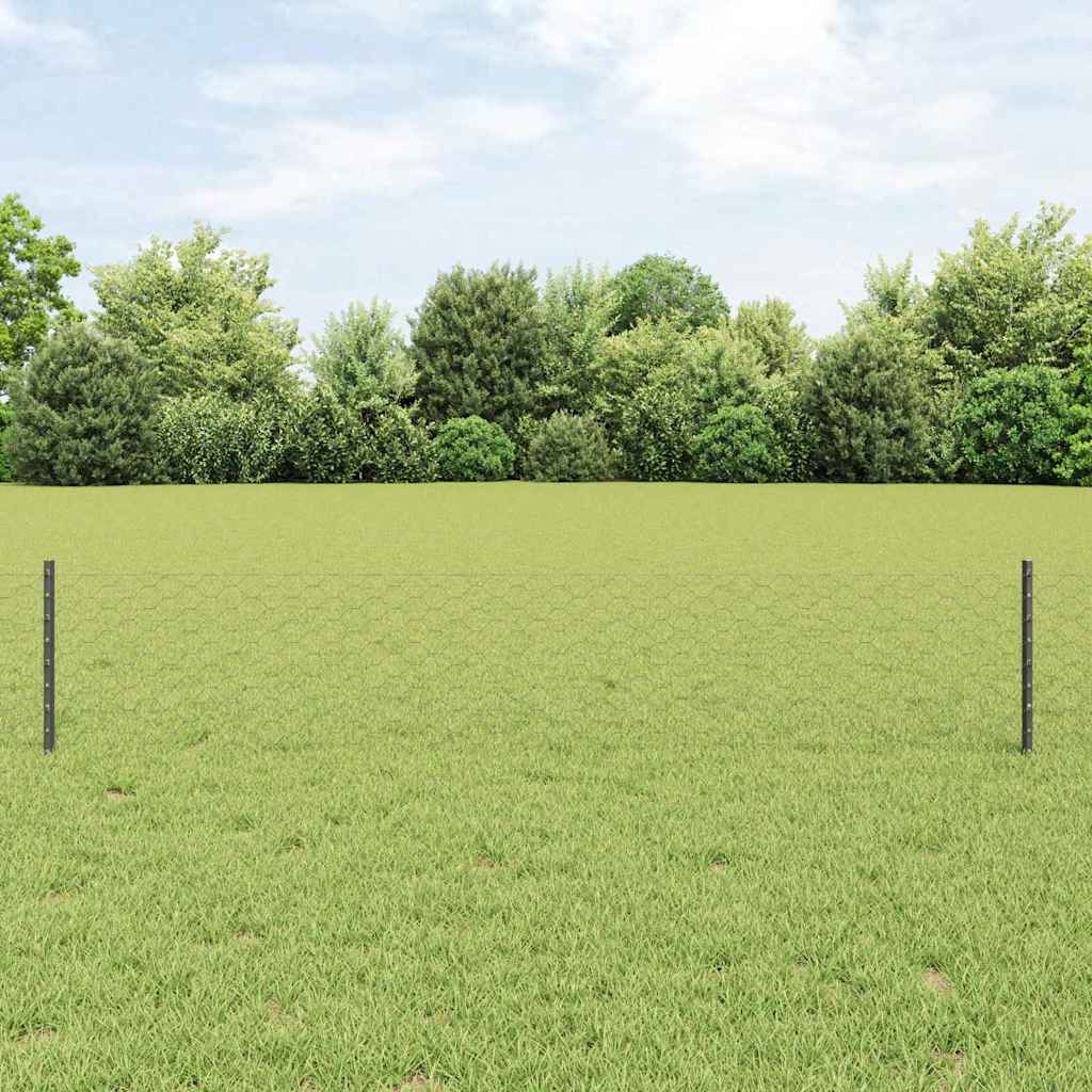 Novaro Hatszögletű kerítés oszlopokkal 10 x 0,4 m PVC-bevonatos acél