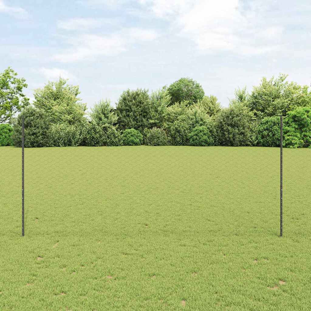 Novaro Hatszögletű kerítés oszlopokkal 10 x 1,4 m PVC-bevonatos acél