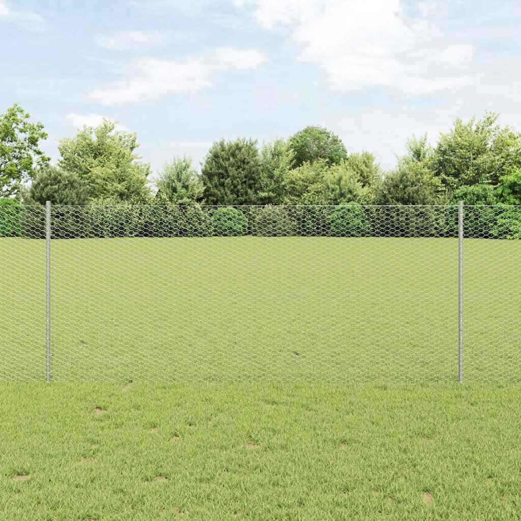 Novaro Hatszögletű kerítés oszlopokkal 50 x 1 m Horganyzott Acél Ezüst