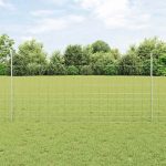 Novaro Kültéri vadkerítés oszloppal 25 x 1,2 m Horganyzott Acél Ezüst