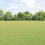 Novaro Kültéri vadkerítés oszloppal 25 x 1,2 m Horganyzott Acél Ezüst