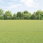 Novaro Kültéri vadkerítés oszloppal 25 x 1,2 m Horganyzott Acél Ezüst