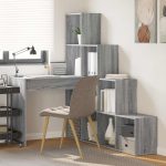 Novaro Sarokíróasztal polcokkal Szürke Sonoma 101,5 x 149,5 x 149,5 cm