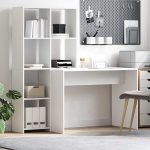 Novaro Asztal polcokkal tárolóval Fehér 138,5 x 55 x 143 cm Szerelt Fa