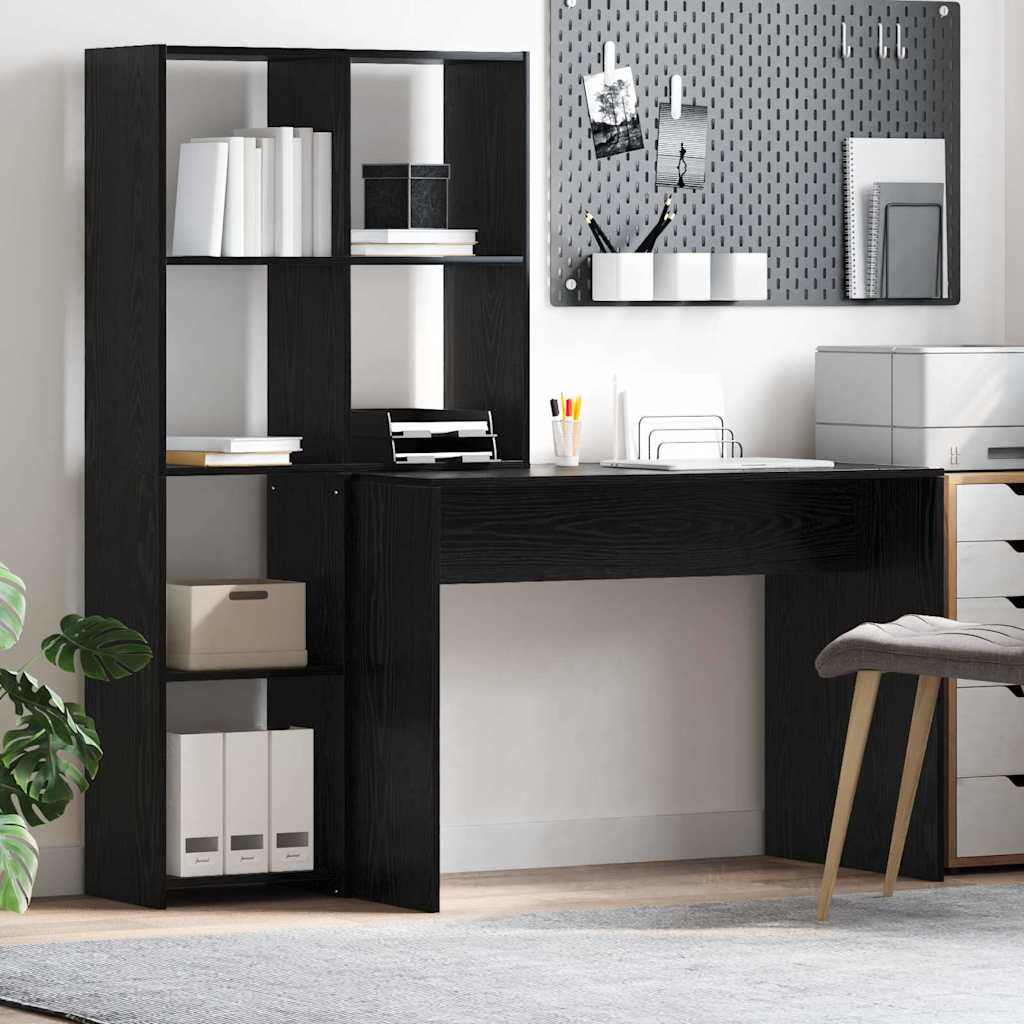 Novaro Asztal polcokkal Fekete tölgy 138,5 x 55 x 143 cm Szerelt Fa