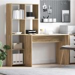 Novaro Asztal polcokkal Sonoma tölgy 138,5 x 55 x 143 cm Szerelt Fa