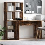 Novaro Asztal polcokkal Füstölt tölgy 138,5 x 55 x 143 cm Szerelt Fa