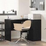 Novaro Sarokíróasztal fiókkal polcokkal Fekete tölgy 102 x 88 x 75 cm