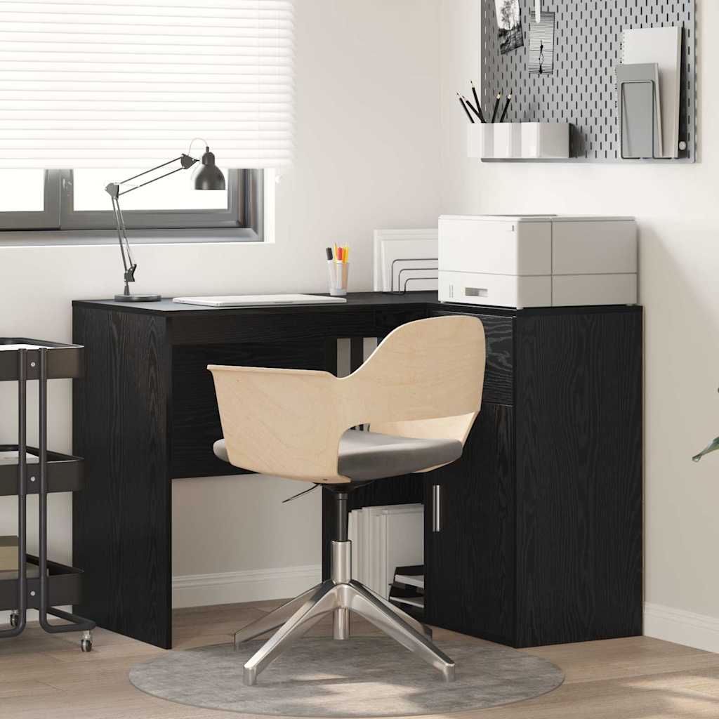 Novaro Sarokíróasztal fiókkal polcokkal Fekete tölgy 102 x 88 x 75 cm