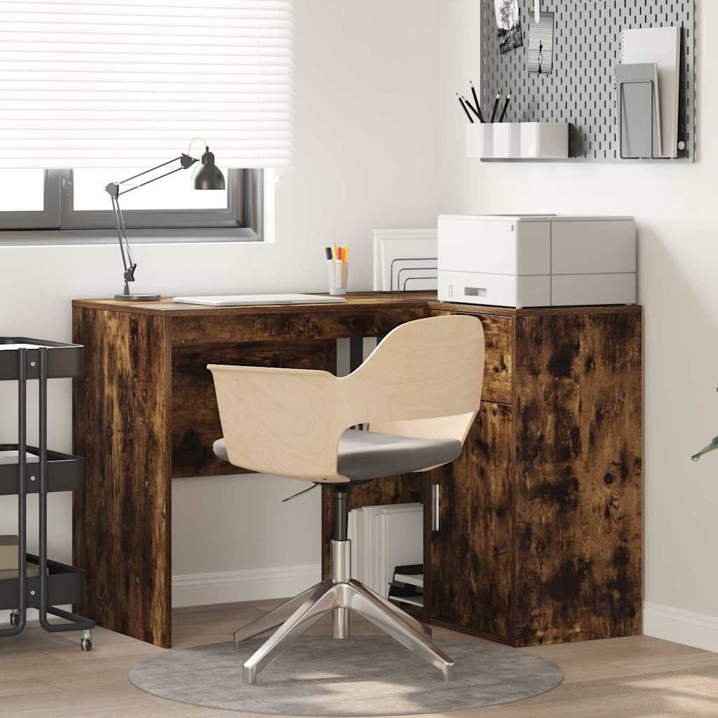Novaro Sarokíróasztal fiókkal polcokkal Füstölt tölgy 102 x 88 x 75 cm