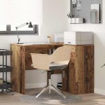 Novaro Sarokíróasztal fiókkal polcokkal Öreg fa 102 x 88 x 75 cm