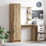 Novaro Asztal polcokkal tárolóval ajtóval 2 db Artisan tölgy