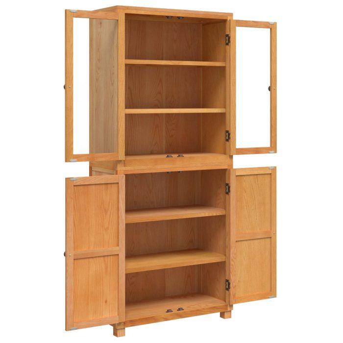 Novaro Tároló bútor készlet polcokkal 2 db Természetes Tömör Tölgyfa - Image 6