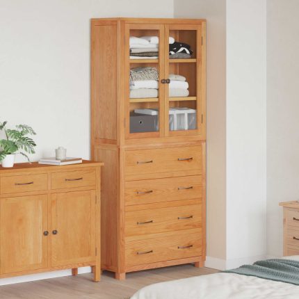 Novaro Tároló bútor készlet fiókkal 2 db Természetes 80 x 35 x 185 cm