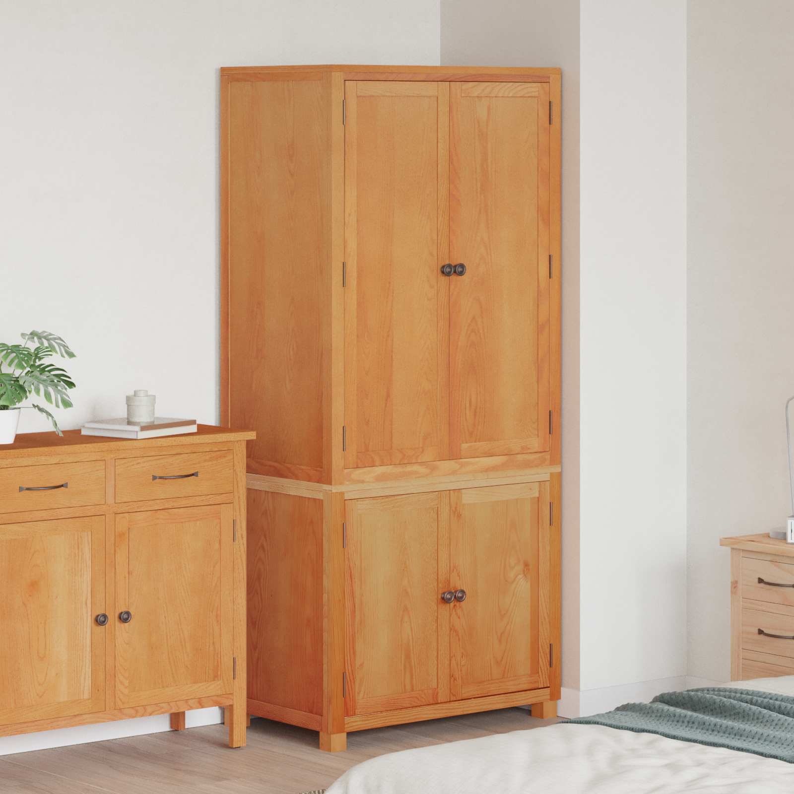 Novaro Tároló bútor készlet 2 db Barna 80 x 50 x 180 cm Tömör Tölgyfa