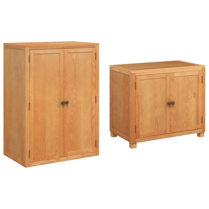 Novaro Tároló bútor készlet 2 db Barna 80 x 50 x 180 cm Tömör Tölgyfa - Image 5