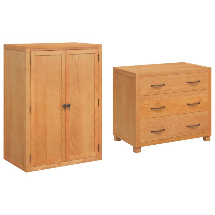 Novaro Tároló bútor készlet 2 db Barna 80 x 50 x 180 cm Tömör Tölgyfa - Image 5