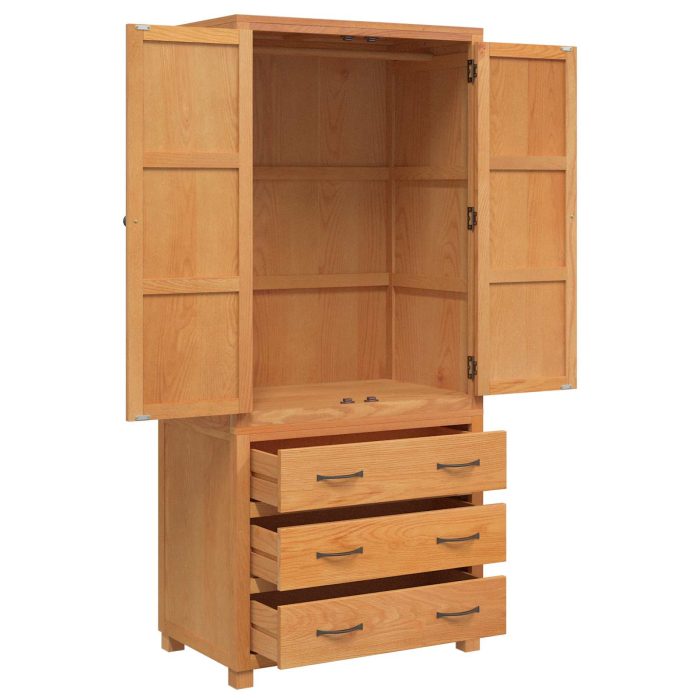 Novaro Tároló bútor készlet 2 db Barna 80 x 50 x 180 cm Tömör Tölgyfa - Image 6