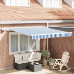 Novaro Behúzható napellenző Kék és Fehér 350 x 250 cm