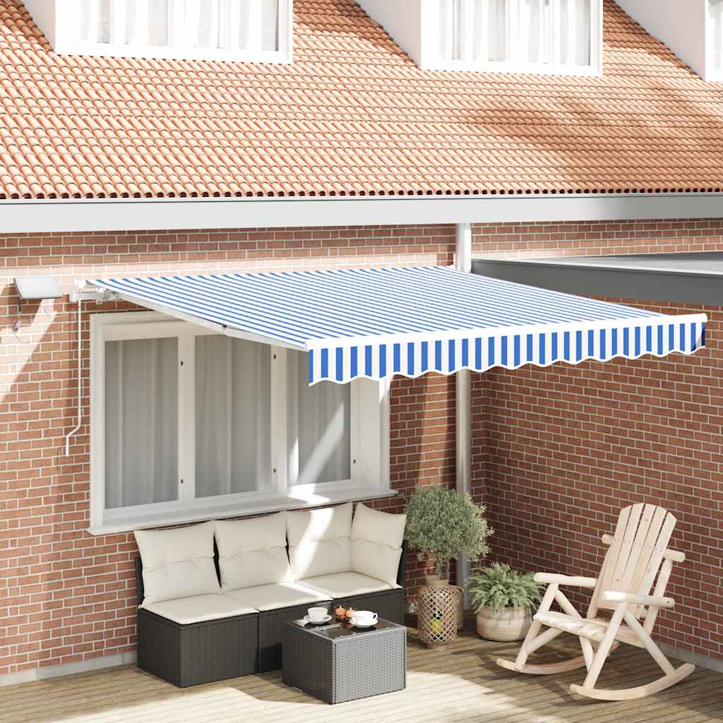 Novaro Behúzható napellenző Kék és Fehér 350 x 250 cm