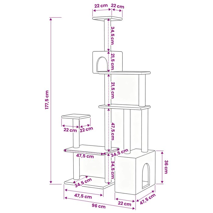 Novaro Macskafa kapálózó rudakkal Sötétszürke 177,5 cm - Image 7